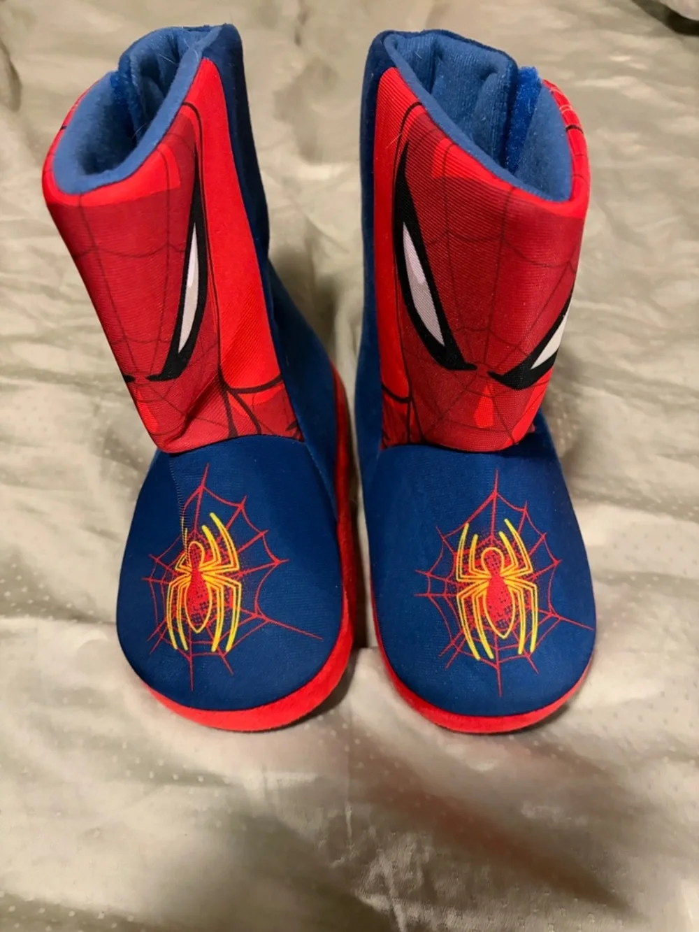 Spiderman Kids Plush Slippers - Red & Blue - 11/12